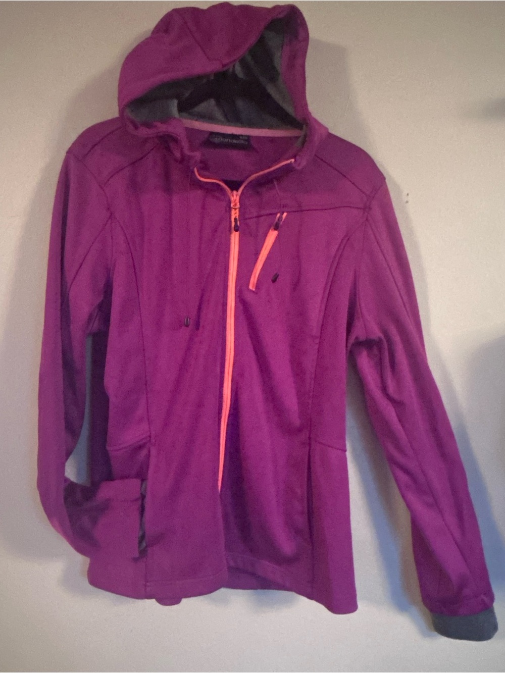 Mondetta Women's Hooded Utility Jacket - Magenta with Coral Zipper